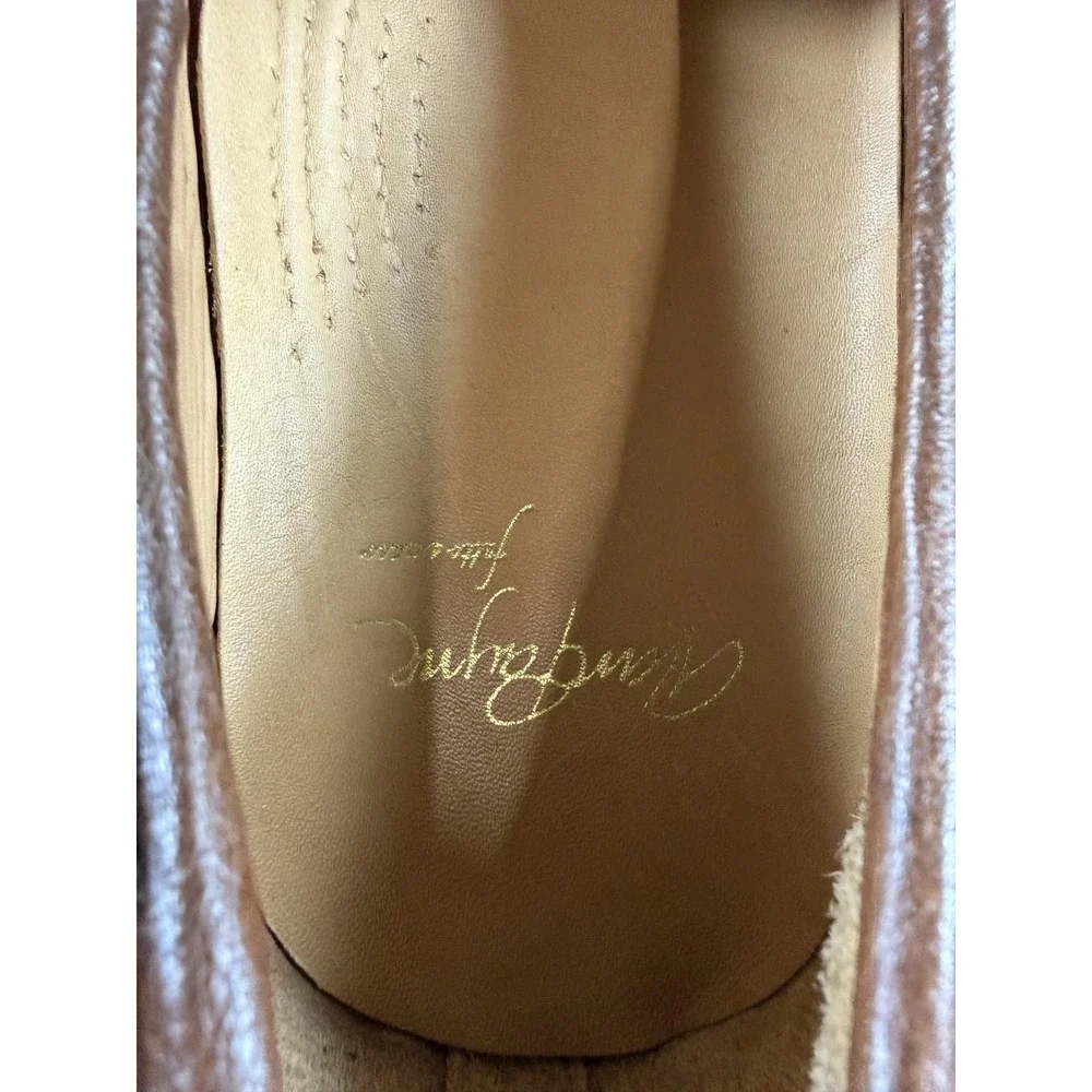 Alan Payne Shoes Mens 12 A Brown Genuine Lizard Leather Loafer Slip On Dress
